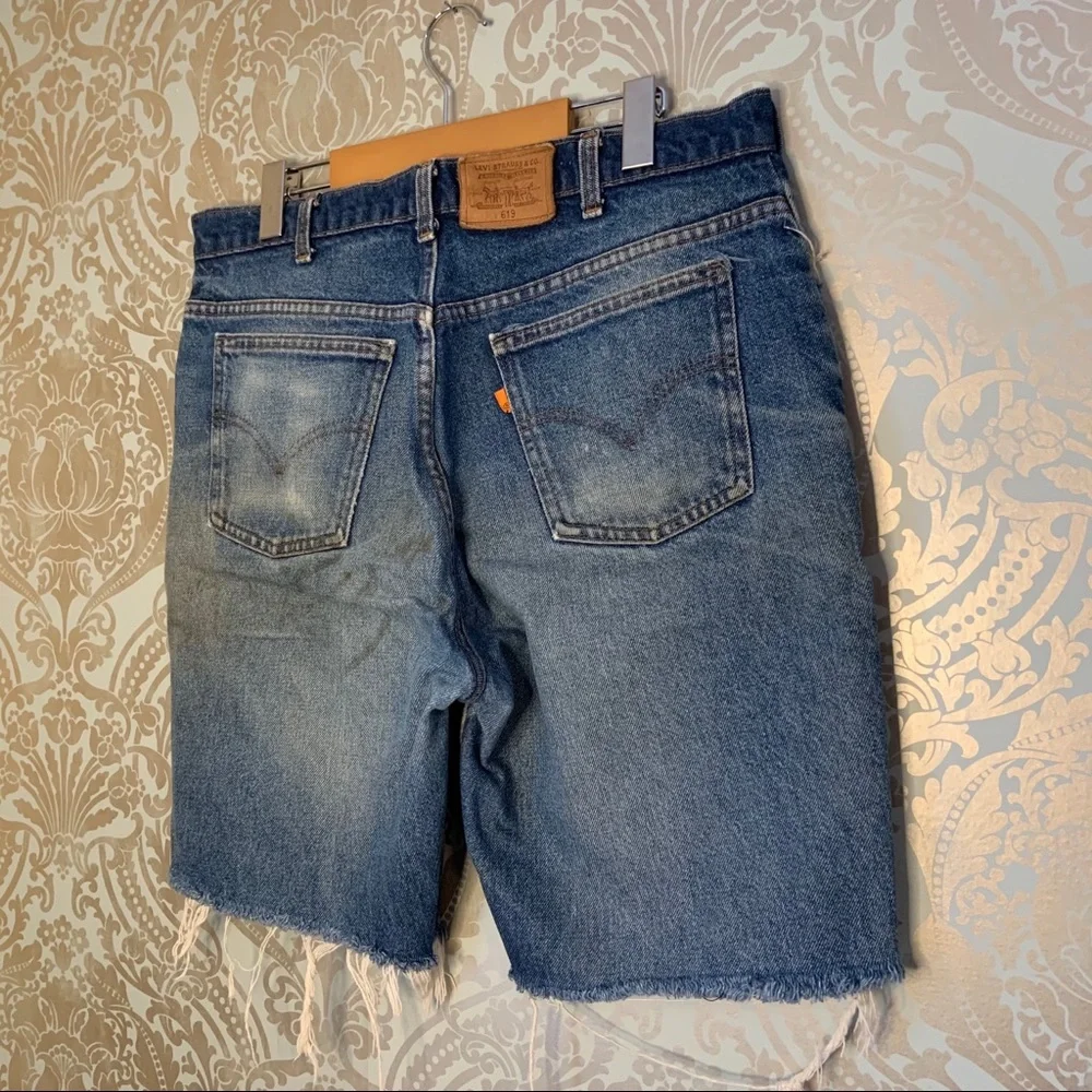 Levi's Faded Blue Distressed Denim Cutoff Shorts